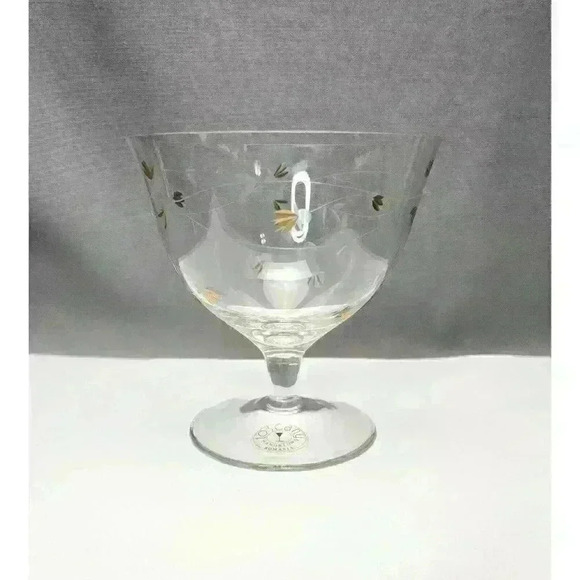 Toscany Other - Toscany Hand Blown Crystal Compote Bowl Cut Glass Gold Flowers Pedestal Footed